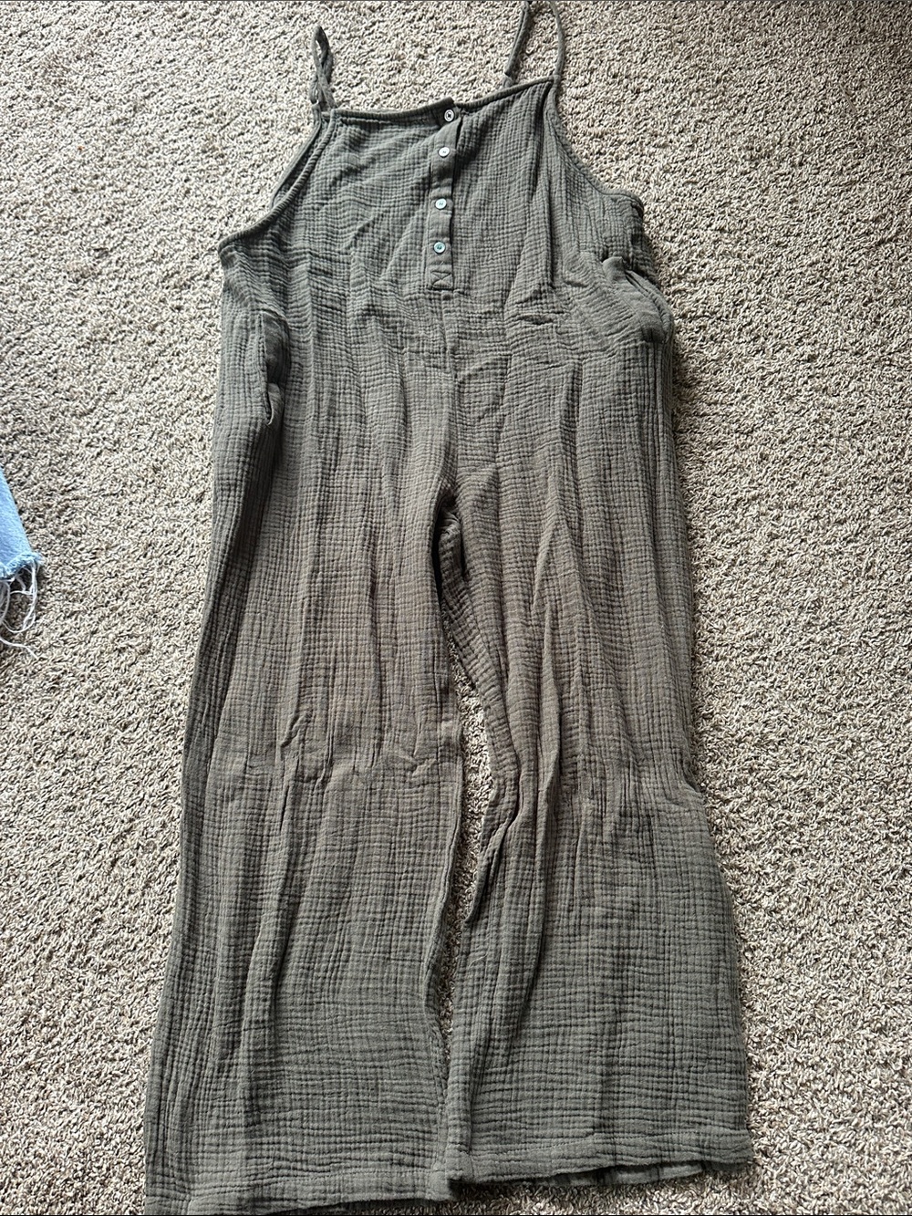 mahina Olive Strappy Wide-Leg Jumpsuit